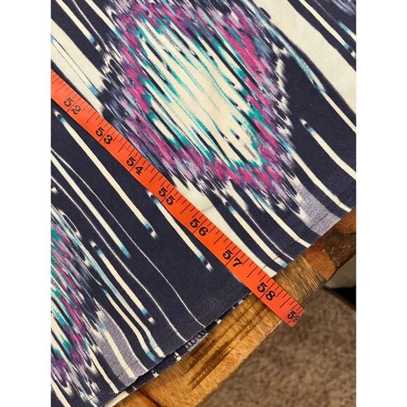 Chico’s | Purple Teal Ikat Print Maxi Dress Size 2 (Large) Stretch Knit Abstract - Picture 13 of 15